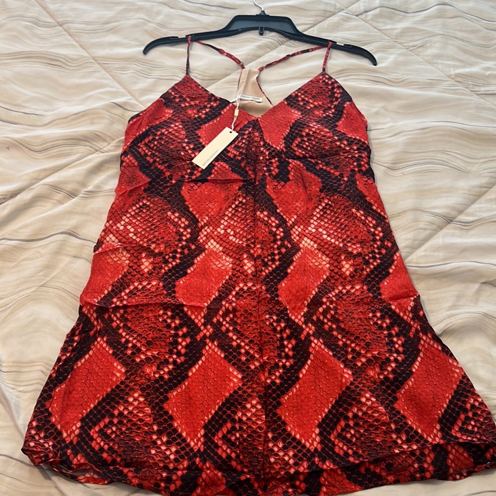 Lavender brown new with tags size small snakeprint 100 % silk mini women’s dress